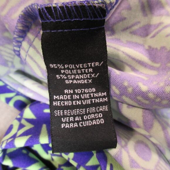 Madison Leigh Dress Womens Sz 2X Purple Green Geometric Short Sleeve Maxi Flirty - Picture 8 of 9